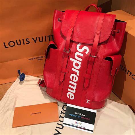 supreme lv red backpack price|Lv supreme backpack 100 authentic.